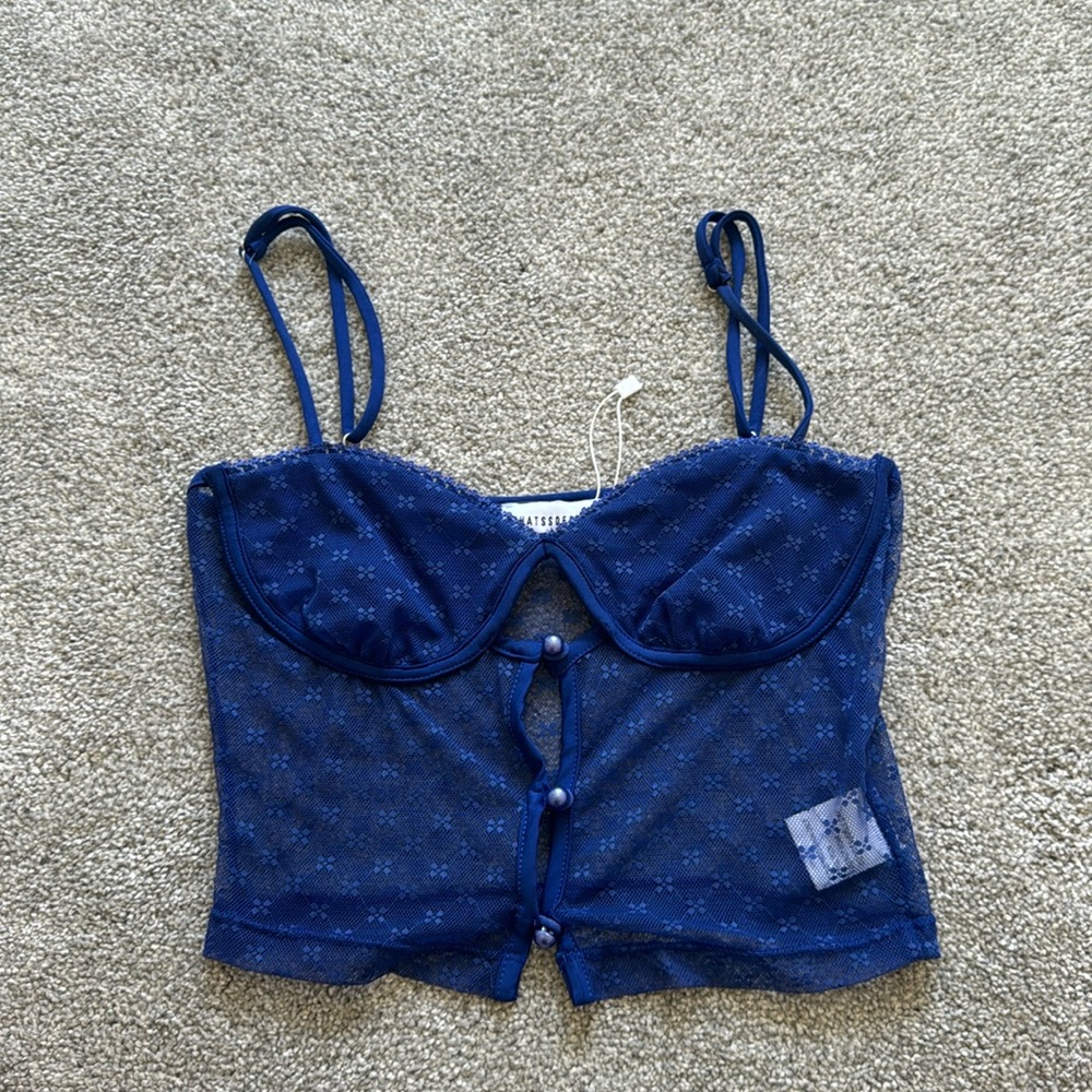 Blue Corset Crop Top
